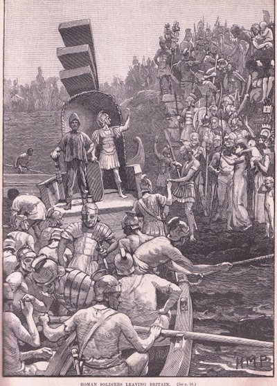 Soldados romanos dejando Britania en el año 410 d.C. de Henry Marriott Paget